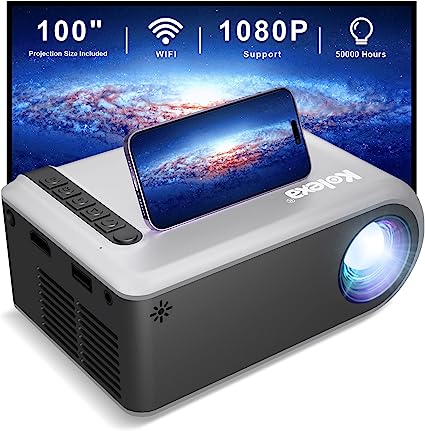 Mini Projector, Kolexa 1080P FHD Supported Portable Projector with WiFi 2023 Upgraded Outdoor Movie